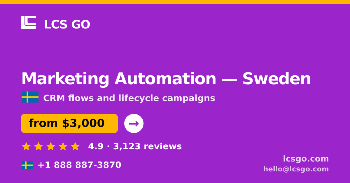 Marketing Automation in Malmö — from $3,300/mo, rated 4.9/5 by 1958 clients. LCS GO.