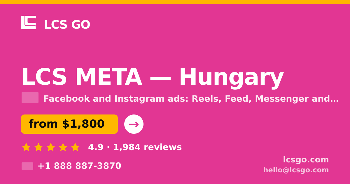 LCS META in Hungary — from $1,800/mo, rated 4.9/5 by 1984 clients. LCS GO.