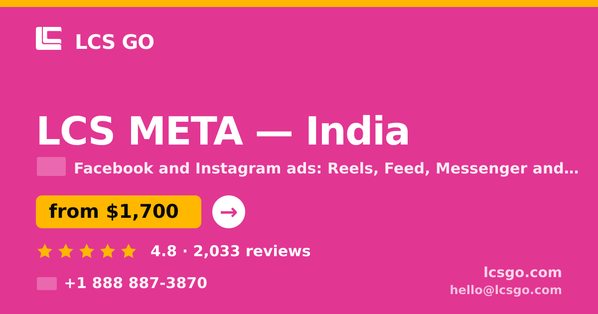LCS META in India — from $1,700/mo, rated 4.8/5 by 2033 clients. LCS GO.