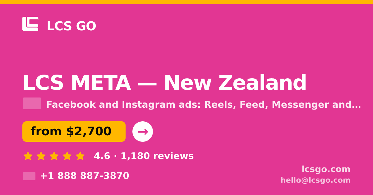 LCS META in New Zealand — from $2,700/mo, rated 4.6/5 by 1180 clients. LCS GO.