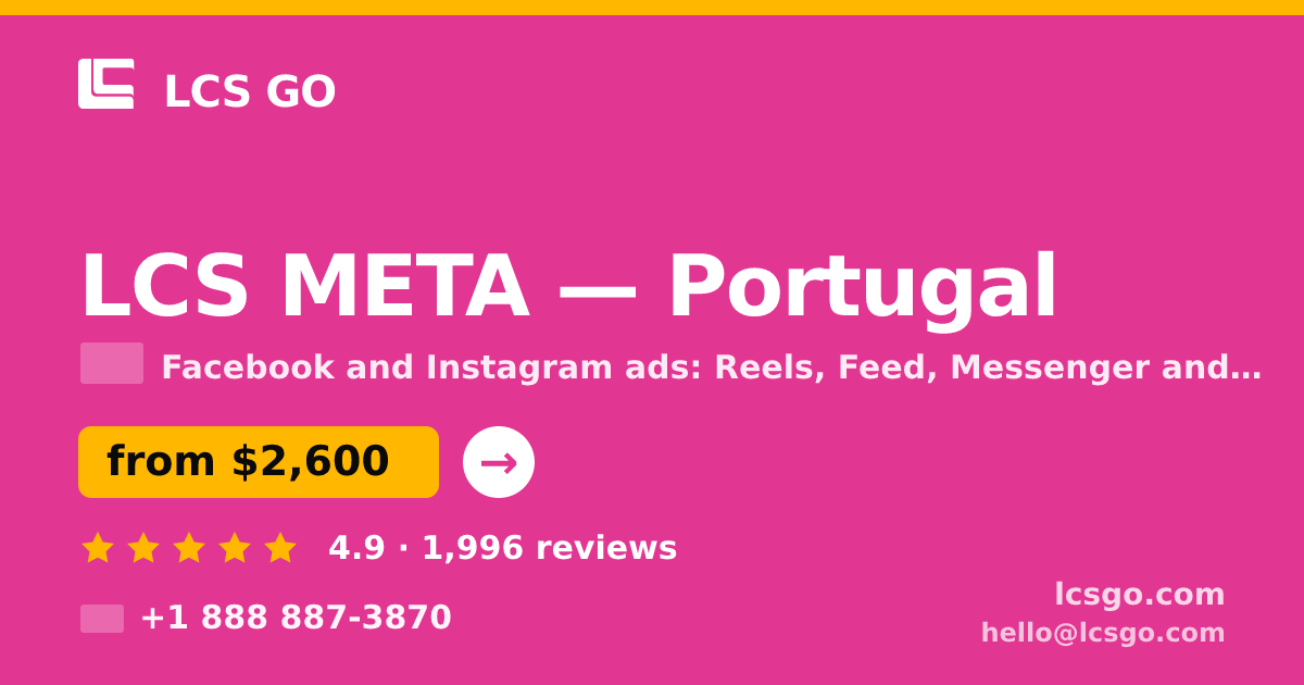 LCS META in Braga — from $2,100/mo, rated 4.7/5 by 1758 clients. LCS GO.