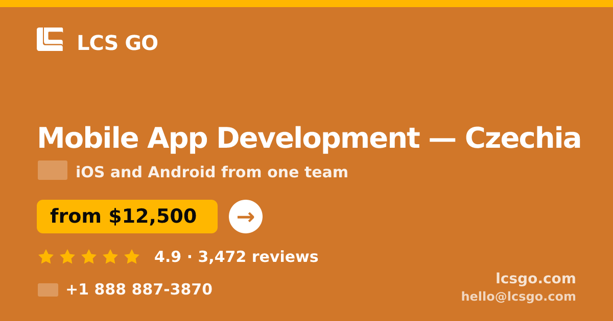 Mobile App Development in Czechia — from $12,500, rated 4.9/5 by 3472 clients. LCS GO.