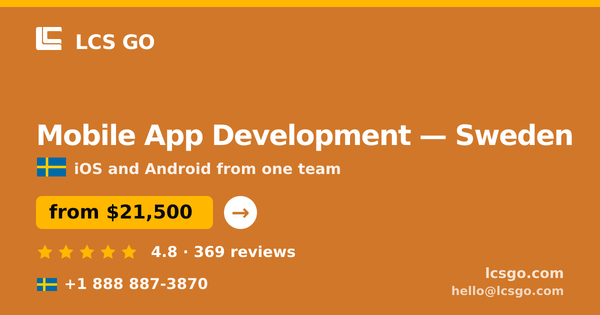 Mobile App Development in Malmö — from $18,500, rated 4.9/5 by 3330 clients. LCS GO.