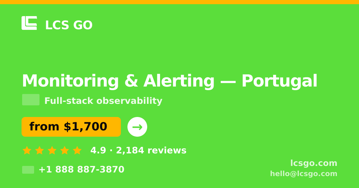 Monitoring & Alerting in Braga — from $1,500/mo, rated 4.6/5 by 1139 clients. LCS GO.
