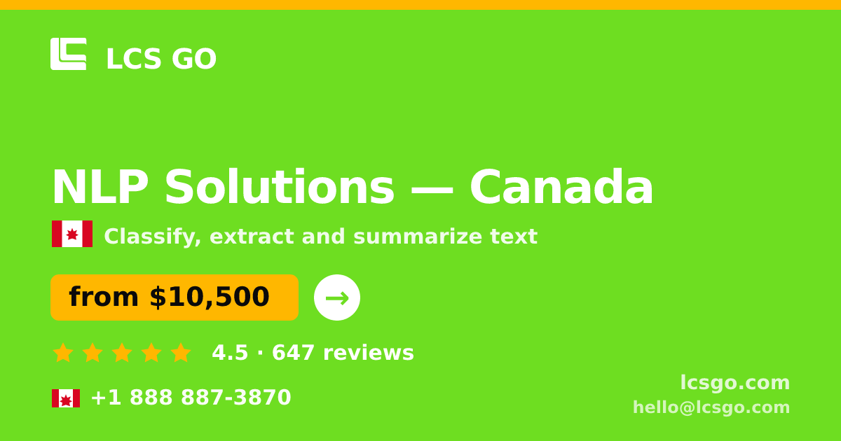 NLP Solutions in Canada — from $10,500, rated 4.5/5 by 647 clients. LCS GO.