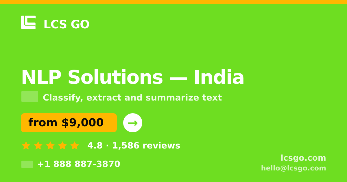 NLP Solutions in India — from $9,000, rated 4.8/5 by 1586 clients. LCS GO.