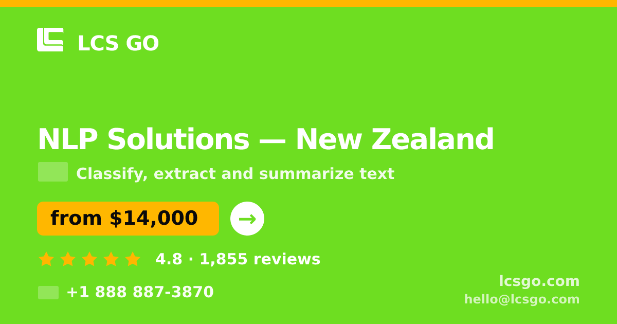 NLP Solutions in New Zealand — from $14,000, rated 4.8/5 by 1855 clients. LCS GO.
