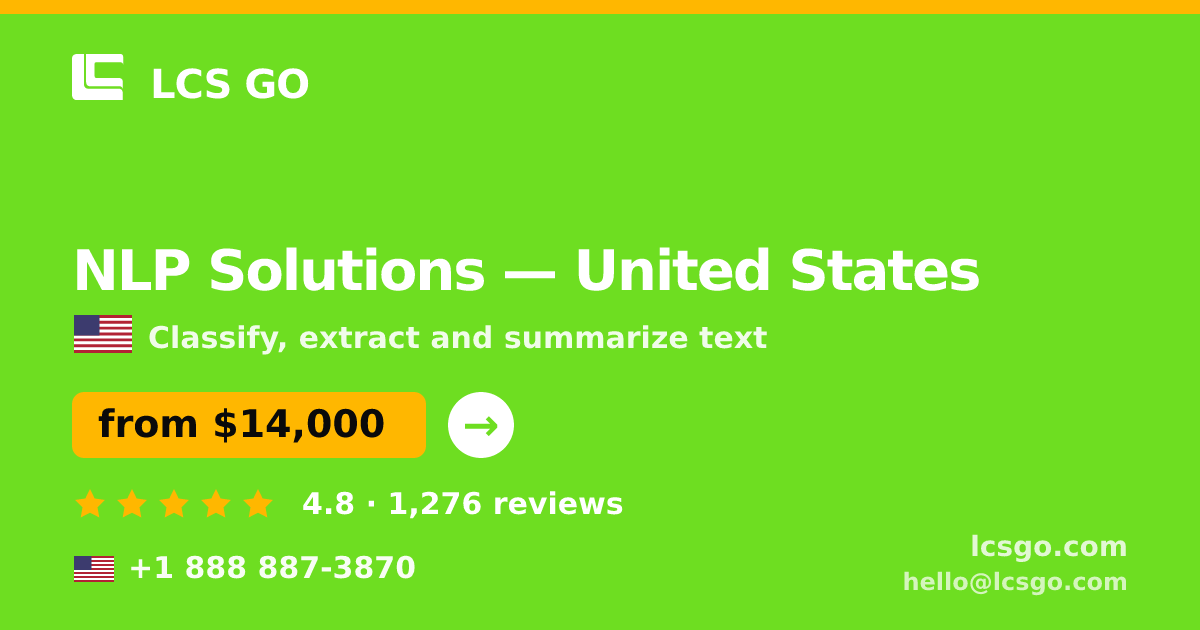 NLP Solutions in United States — from $14,000, rated 4.8/5 by 1276 clients. LCS GO.