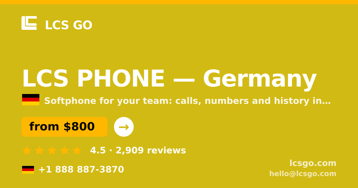 LCS PHONE in Munich — from $950/mo, rated 4.9/5 by 1070 clients. LCS GO.