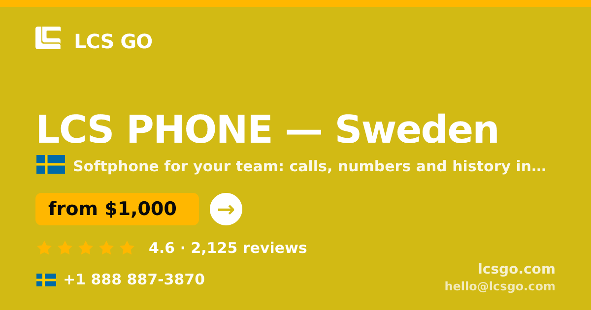 LCS PHONE in Malmö — from $1,100/mo, rated 4.7/5 by 3419 clients. LCS GO.
