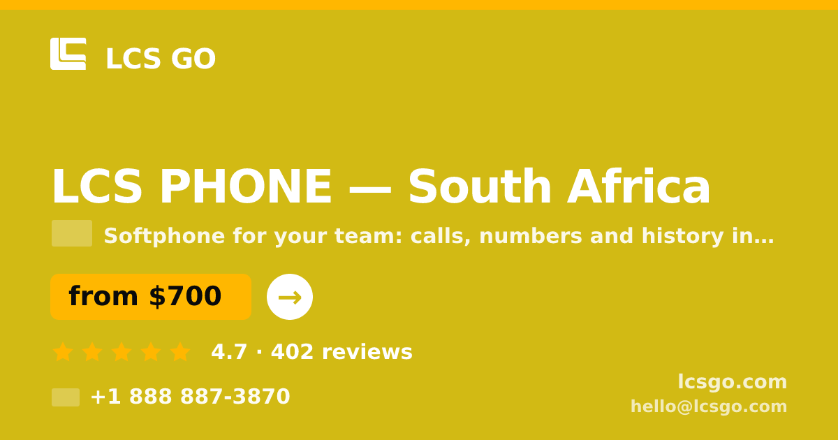 LCS PHONE in Cape Town — from $650/mo, rated 4.7/5 by 1919 clients. LCS GO.
