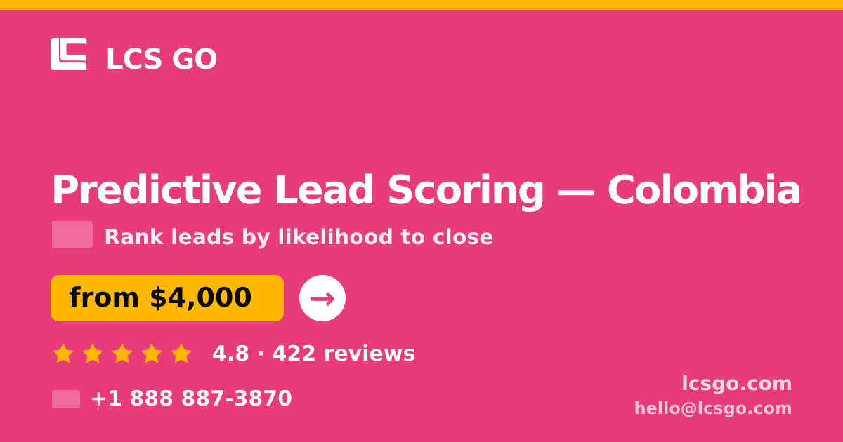 Predictive Lead Scoring in Colombia — from $4,000, rated 4.8/5 by 422 clients. LCS GO.
