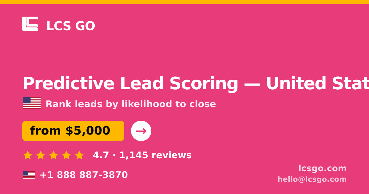 Predictive Lead Scoring in United States — from $5,000, rated 4.7/5 by 1145 clients. LCS GO.