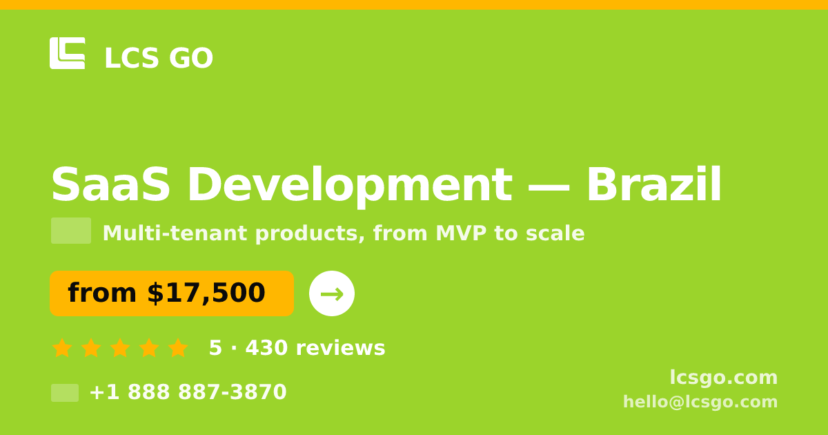 SaaS Development in Brazil — from $17,500, rated 5/5 by 430 clients. LCS GO.