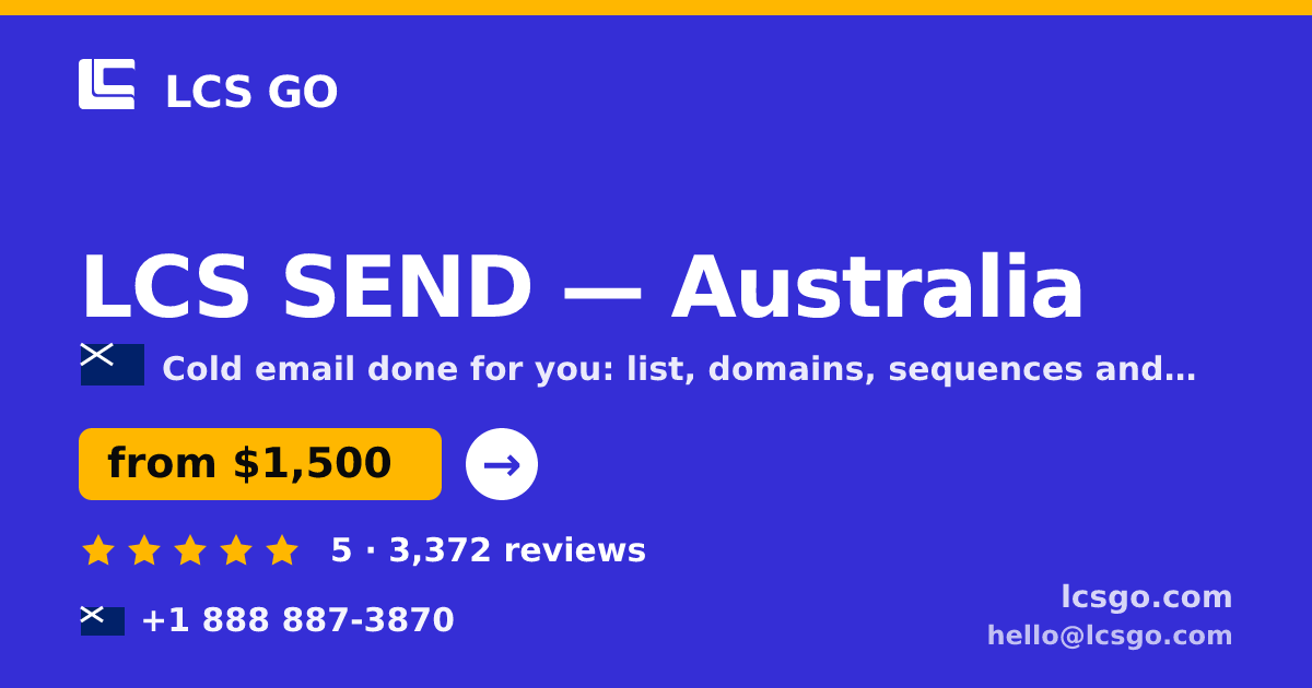 LCS SEND in Australia — from $1,500/mo, rated 5/5 by 3372 clients. LCS GO.