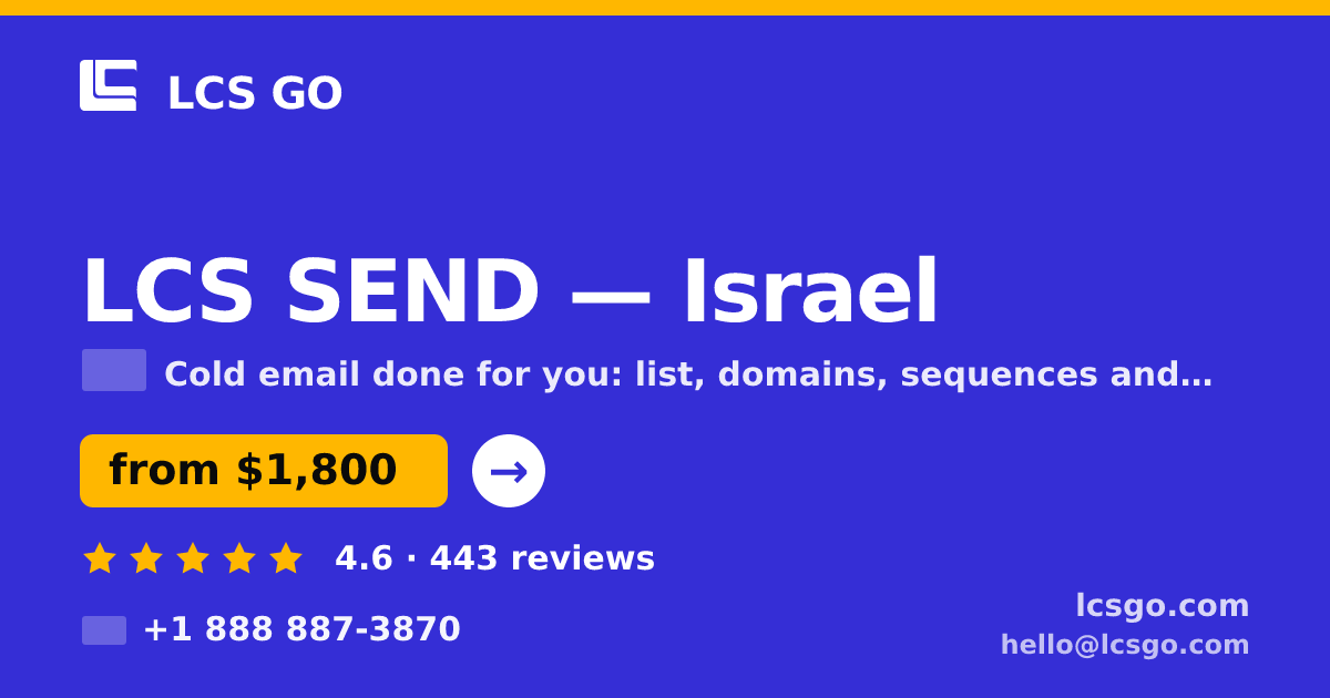 LCS SEND in Israel — from $1,800/mo, rated 4.6/5 by 443 clients. LCS GO.