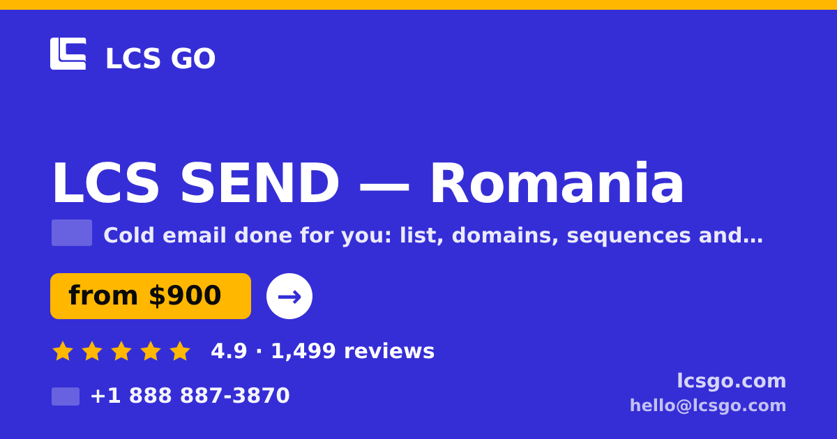 LCS SEND in Romania — from $900/mo, rated 4.9/5 by 1499 clients. LCS GO.