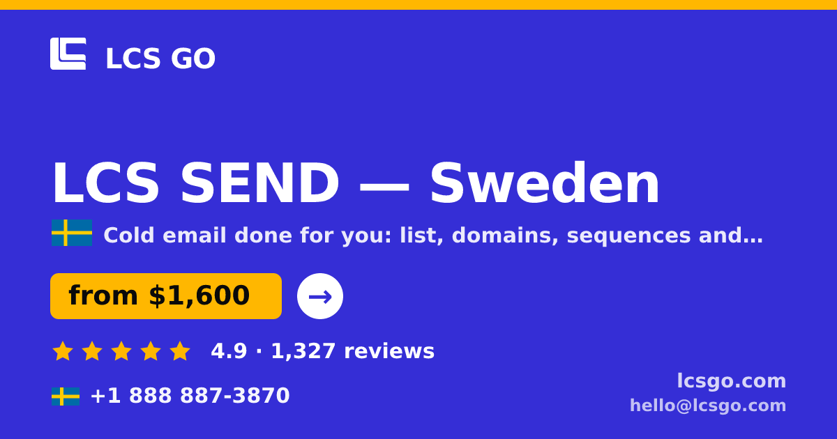 LCS SEND in Gothenburg — from $2,100/mo, rated 4.8/5 by 970 clients. LCS GO.