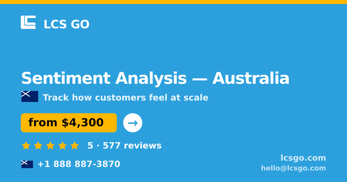 Sentiment Analysis in Perth — from $5,500, rated 4.9/5 by 3495 clients. LCS GO.