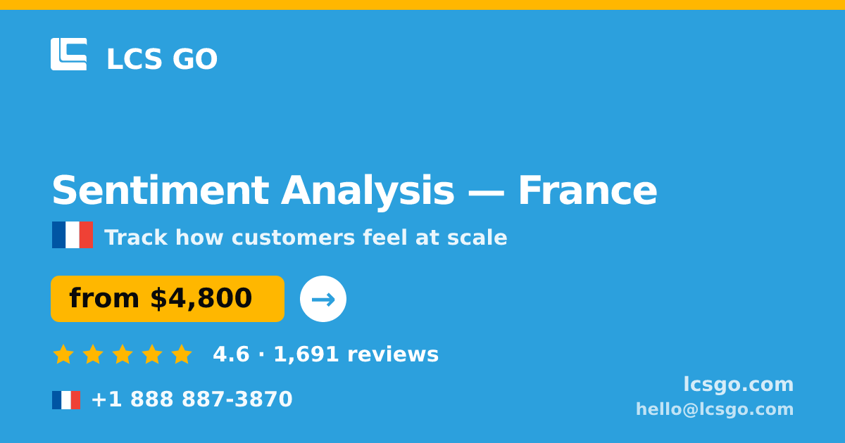 Sentiment Analysis in France — from $4,800, rated 4.6/5 by 1691 clients. LCS GO.