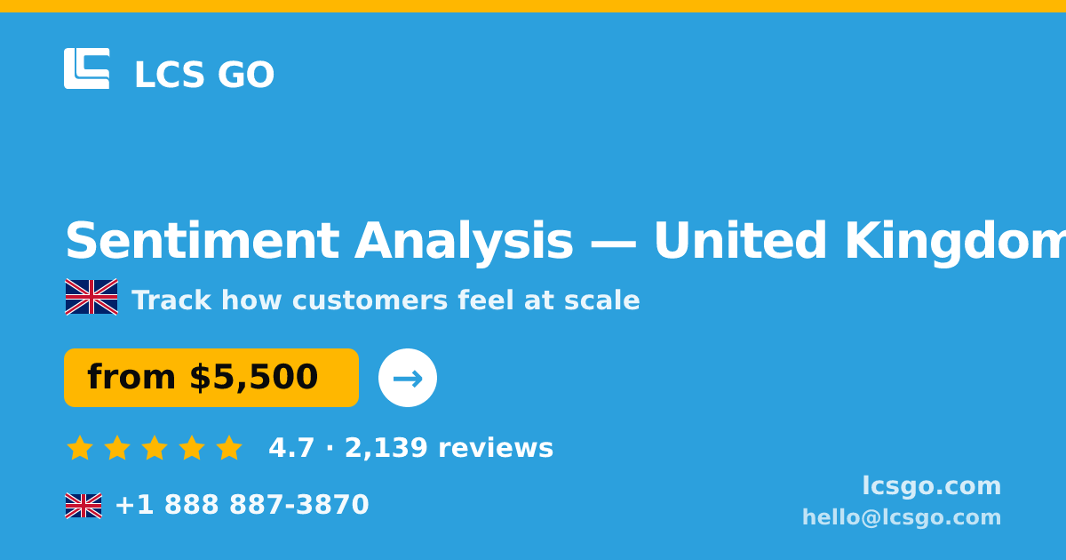 Sentiment Analysis in United Kingdom — from $5,500, rated 4.7/5 by 2139 clients. LCS GO.