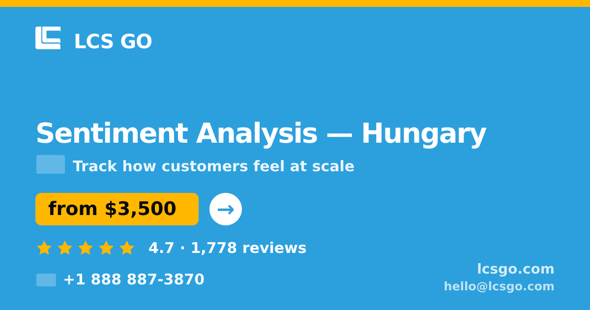 Sentiment Analysis in Hungary — from $3,500, rated 4.7/5 by 1778 clients. LCS GO.