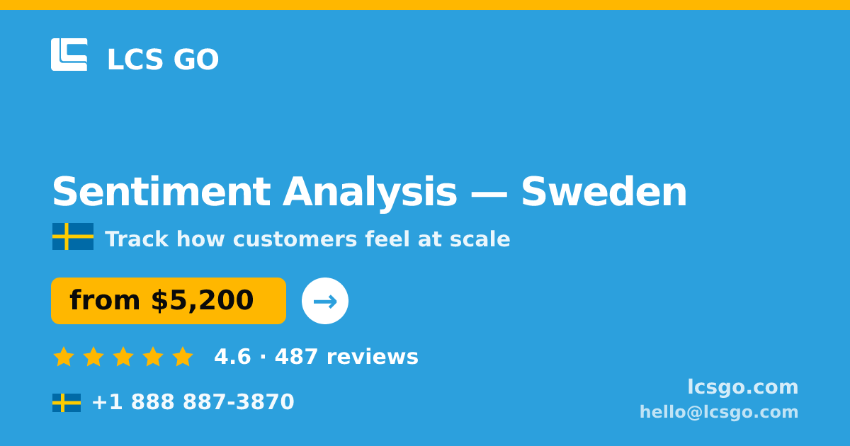 Sentiment Analysis in Malmö — from $4,900, rated 4.9/5 by 834 clients. LCS GO.