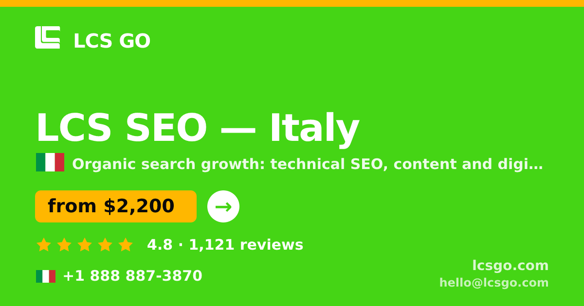 LCS SEO in Rome — from $1,900/mo, rated 4.8/5 by 1322 clients. LCS GO.