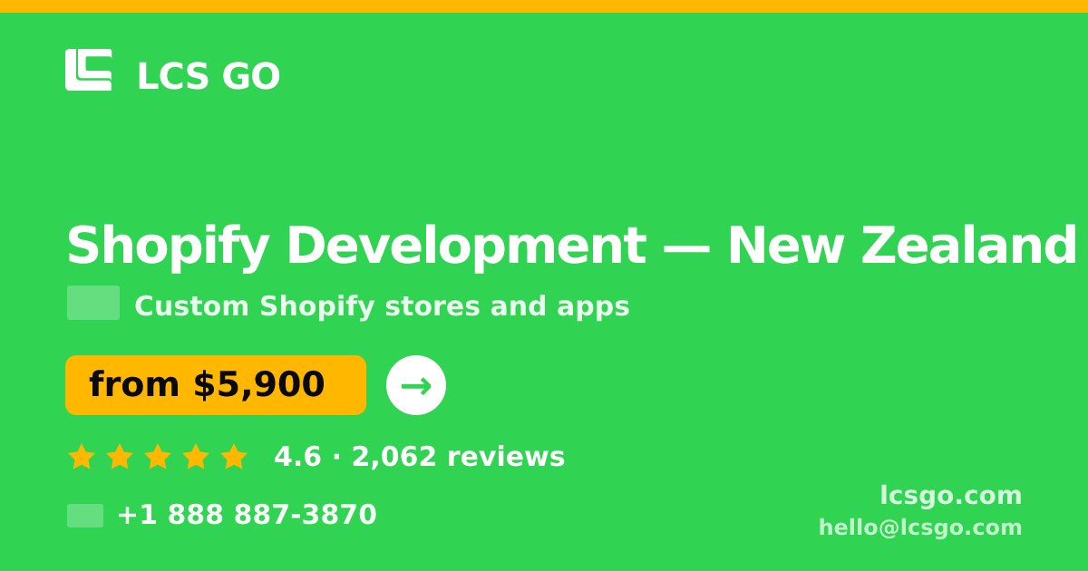 Shopify Development in Christchurch — from $8,500, rated 4.9/5 by 3283 clients. LCS GO.
