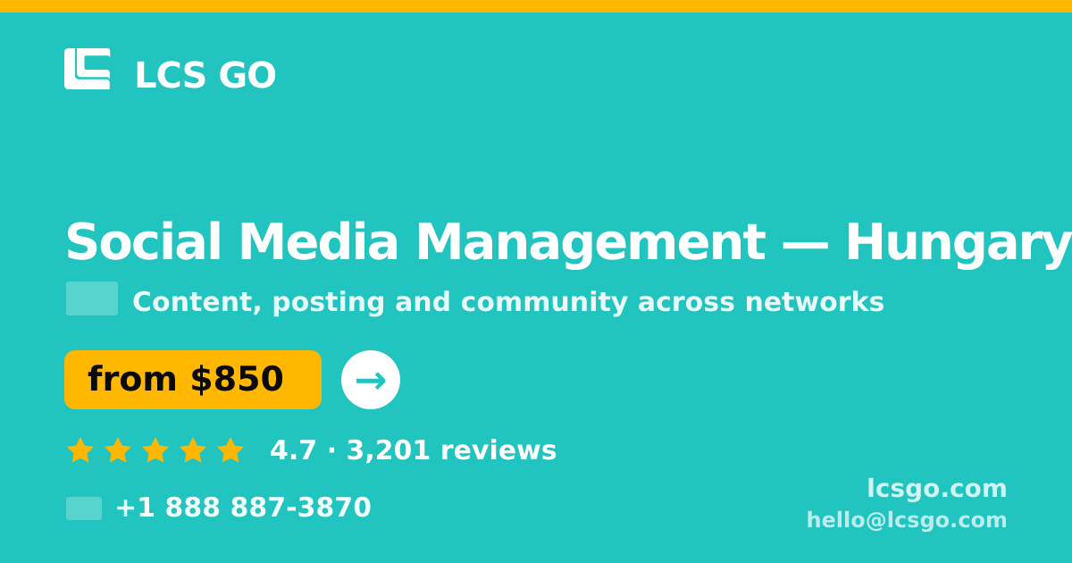 Social Media Management in Hungary — from $850/mo, rated 4.7/5 by 3201 clients. LCS GO.