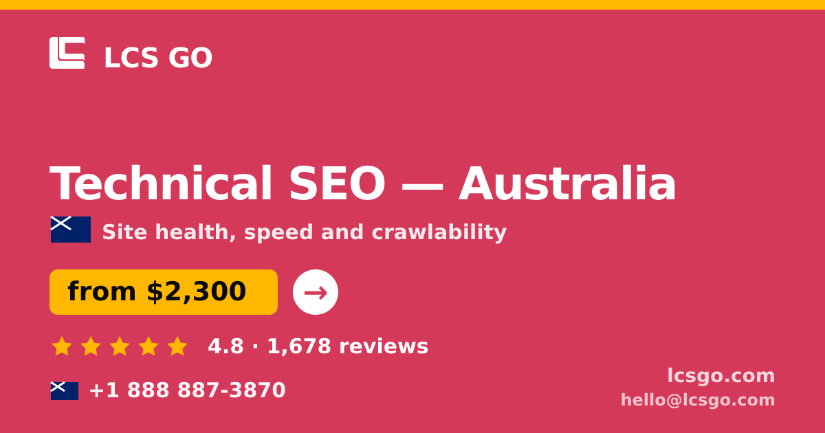 Technical SEO in Sydney — from $2,400, rated 4.9/5 by 3002 clients. LCS GO.