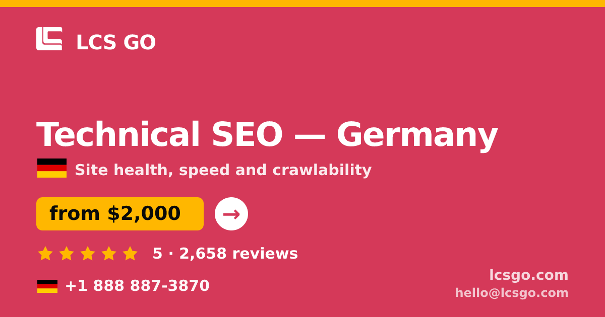Technical SEO in Hamburg — from $2,300, rated 4.9/5 by 768 clients. LCS GO.