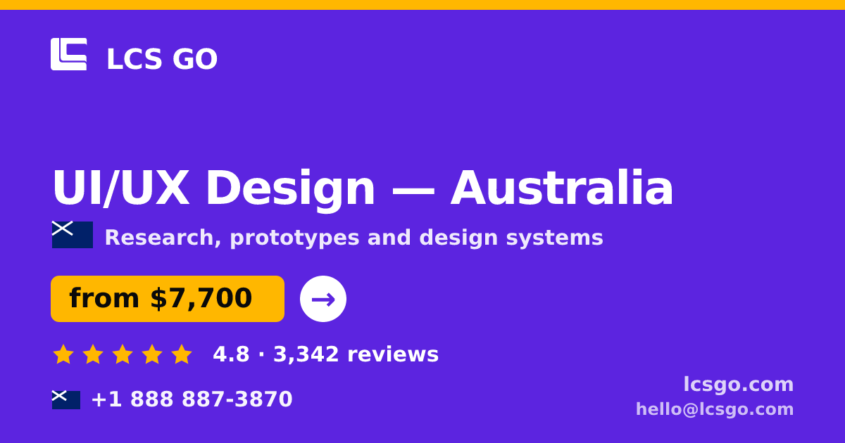UI/UX Design in Australia — from $7,700, rated 4.8/5 by 3342 clients. LCS GO.