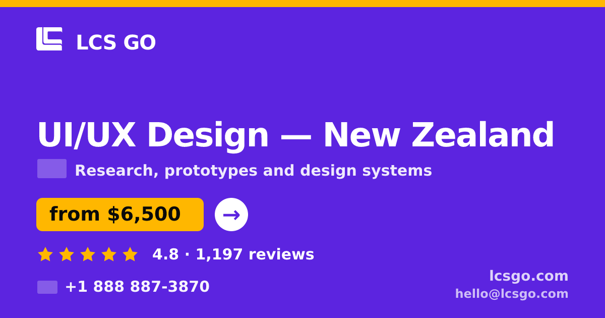 UI/UX Design in New Zealand — from $6,500, rated 4.8/5 by 1197 clients. LCS GO.