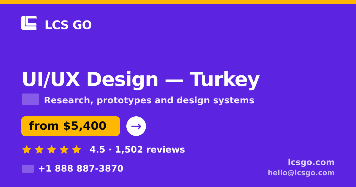 UI/UX Design in Turkey — from $5,400, rated 4.5/5 by 1502 clients. LCS GO.