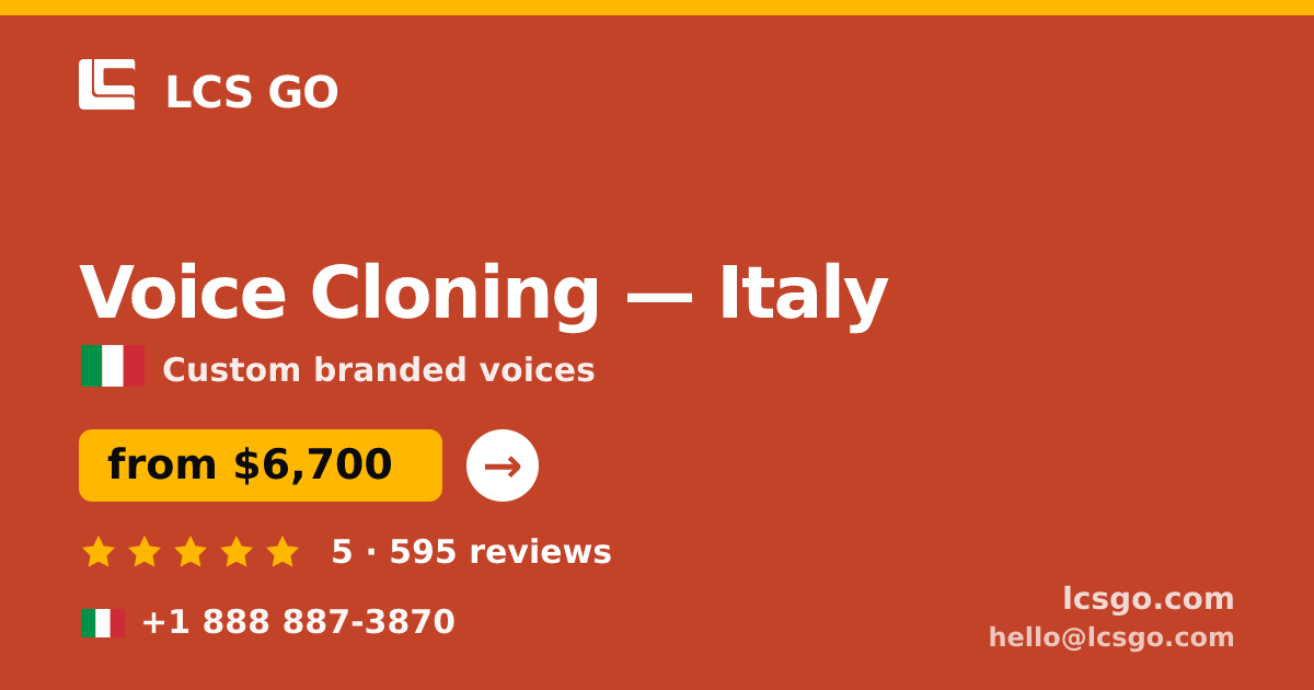 Voice Cloning in Naples — from $4,500, rated 4.9/5 by 636 clients. LCS GO.