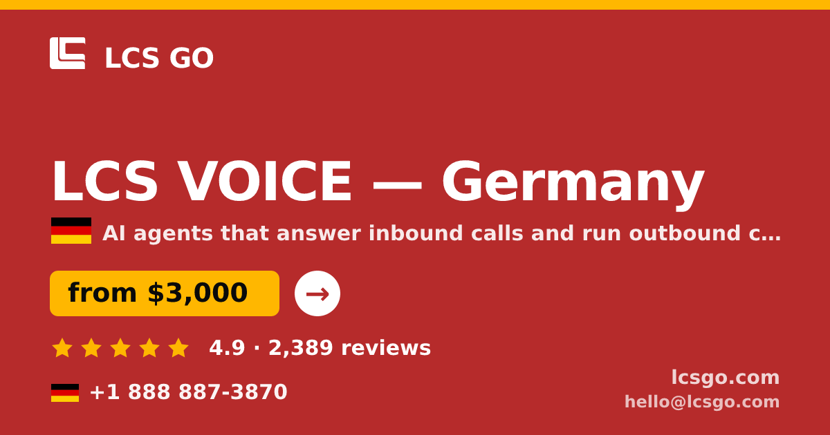 LCS VOICE in Hamburg — from $2,600/mo, rated 4.7/5 by 3413 clients. LCS GO.