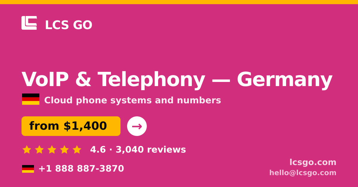 VoIP & Telephony in Munich — from $2,200/mo, rated 4.7/5 by 2606 clients. LCS GO.