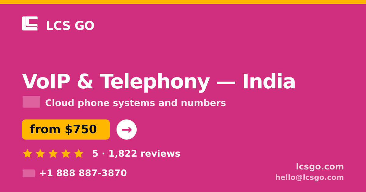 VoIP & Telephony in India — from $750/mo, rated 5/5 by 1822 clients. LCS GO.