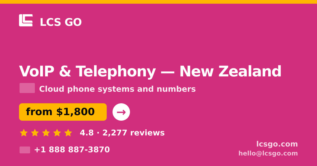 VoIP & Telephony in New Zealand — from $1,800/mo, rated 4.8/5 by 2277 clients. LCS GO.