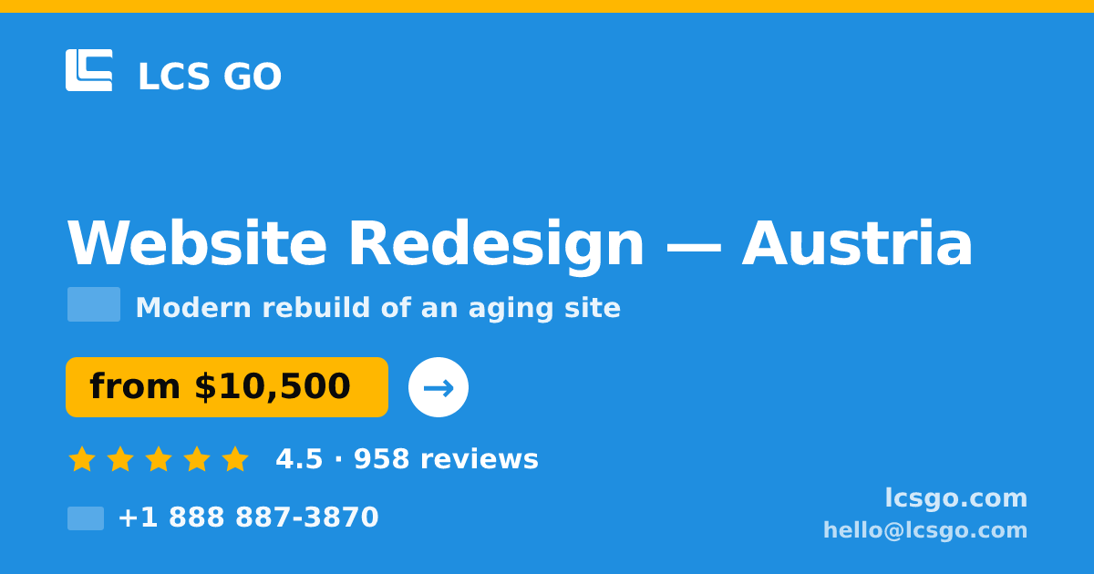 Website Redesign in Linz — from $11,000, rated 4.5/5 by 3009 clients. LCS GO.