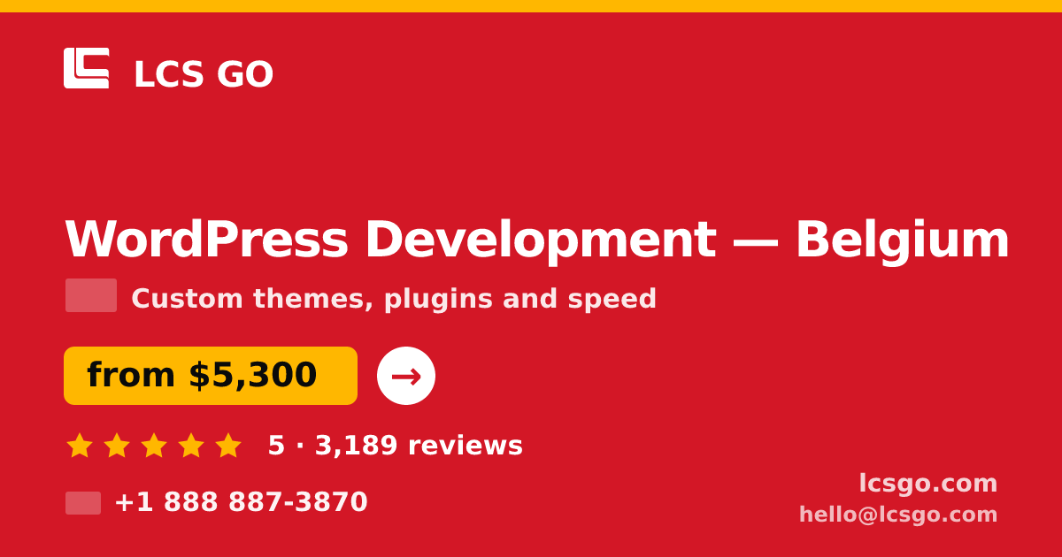 WordPress Development in Ghent — from $3,900, rated 4.6/5 by 2938 clients. LCS GO.