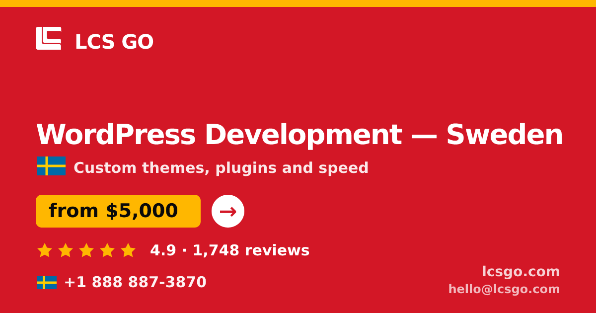 WordPress Development in Malmö — from $5,800, rated 4.8/5 by 2567 clients. LCS GO.